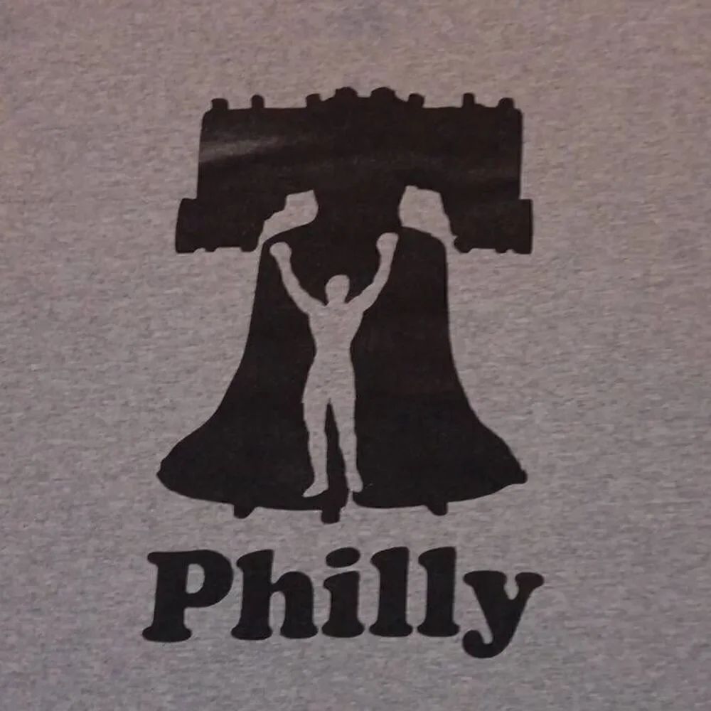 Philly Tee  Brand Gildan Heavy Cotton  Size Medium  PTP 19" Length 26" Color Gre